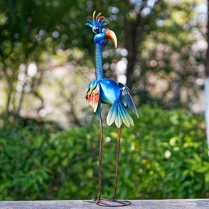 DREAMSOUL 30" Tall Bird Garden Statues Metal Standing Bird Outdoor Statues, 3D Funny Statue for Garden Patio Lawn