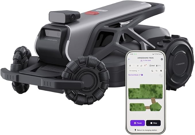 TRON Robot Lawn Mower,Wire-Free Robotic Lawnmower | Up to 1 Acre,300° Vision + RTK,AI Obstacle Avoidance,App Control, Robot Mower for 65% Slopes, 15Ah, IPX6,Cutting H1.2”–3.5“