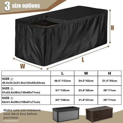Deck Box Cover Waterproof Heavy Duty Patio Storage Box with Zipper Outdoor Ottoman Bench Cover Rectangular for Keter Suncast Lifetime Rain Snow Dust Resistant