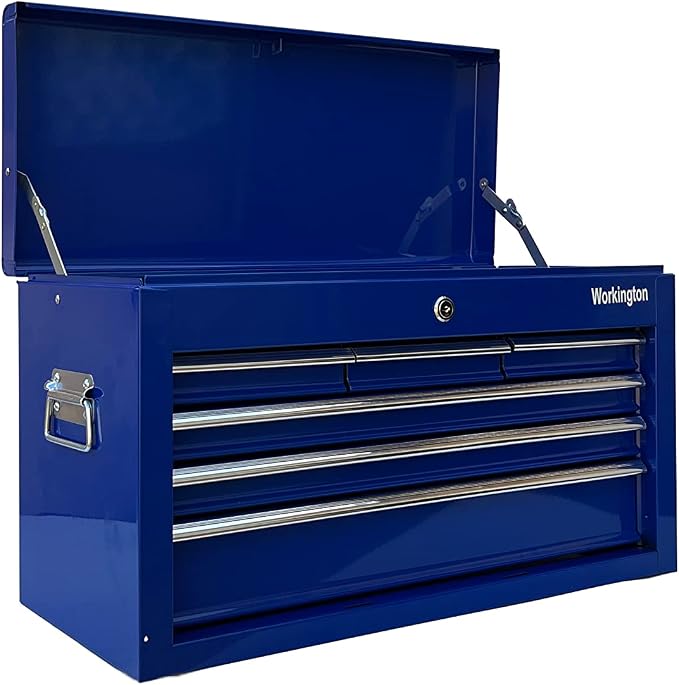 Workington Portable Metal Tool Chest with 6 Drawers, 24" 6-Drawer Tool Chest Cabinet with Ball Bearing Drawer Slides, Steel Tool Storage Box Organizer 4005 Blue