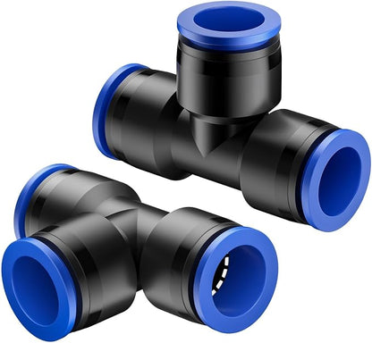 Pawfly 15 Pcs Quick Connect 1/2" Drip Irrigation Tee Fittings for 1/2 Inch Irrigation Tubing (1/2" ID x 0.62-0.63" OD), Push-to-Fit 3-Way Tee Connectors, Anti-Leak Drip Irrigation Parts