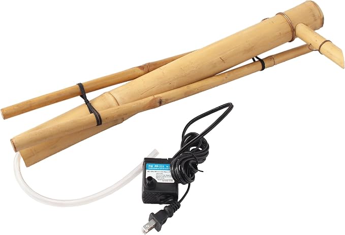 Bamboo Accents 18" Adjustable Bamboo Fountain Kit with Pump – Large Zen Water Feature for Bowls, Basins, Ponds & Backyard Gardens, Indoor/Outdoor (Container Not Included)