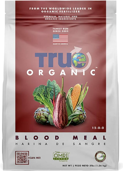 True Organic Blood Meal Granular Fertilizer 3 lbs + Jobe's Organics Granular Garden Fertilizer for Vegetable Gardens 4 lbs