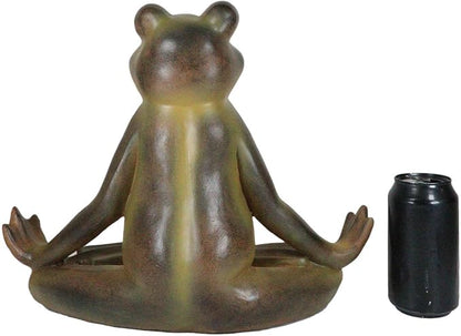 Ebros Gift Rustic Zen Meditation Contented Yoga Frog Garden Statue Meditating Buddha Frog Wisdom Koan Decorative Sculpture 14" Long