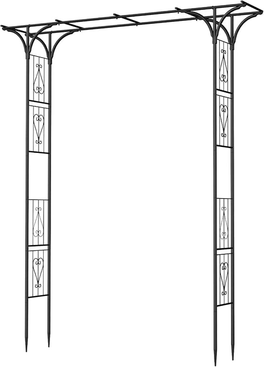 8FT Garden Arch Arbor, Steel Frame Stand Trellis for Climbing Plants, Outdoor Archway Gate for Wedding Ceremony Decoration Party Vines Lawn Courtyard Patio Backyard