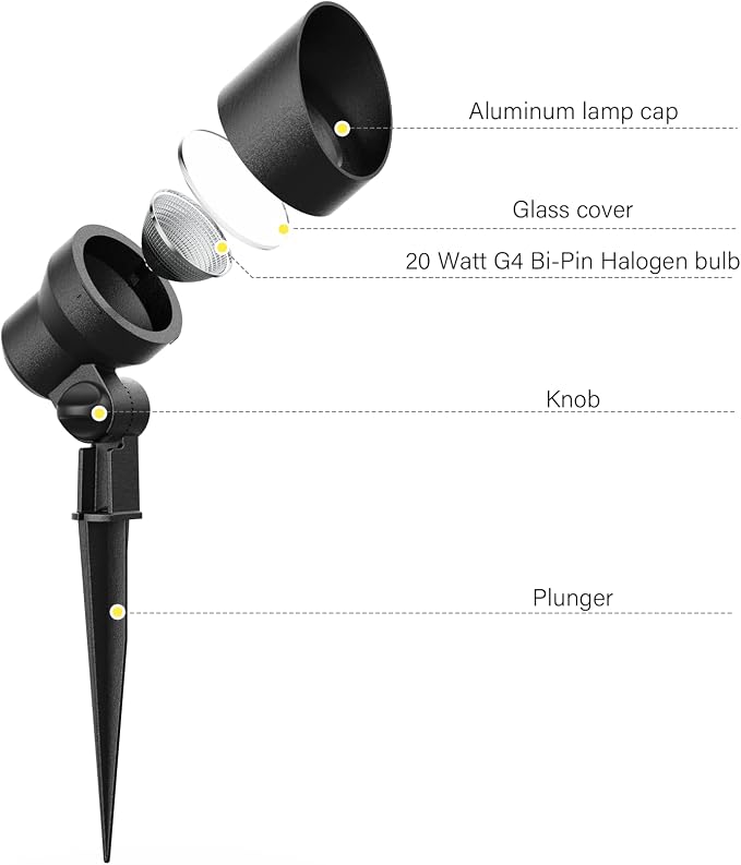 Malibu Low Voltage Landscape Lighting 20W Outdoor Spotlight Outdoor Weatherproof Lights for Low Voltage Landscape Lighting Floodlight Driveway, Yard, Lawn, Flood, Garden