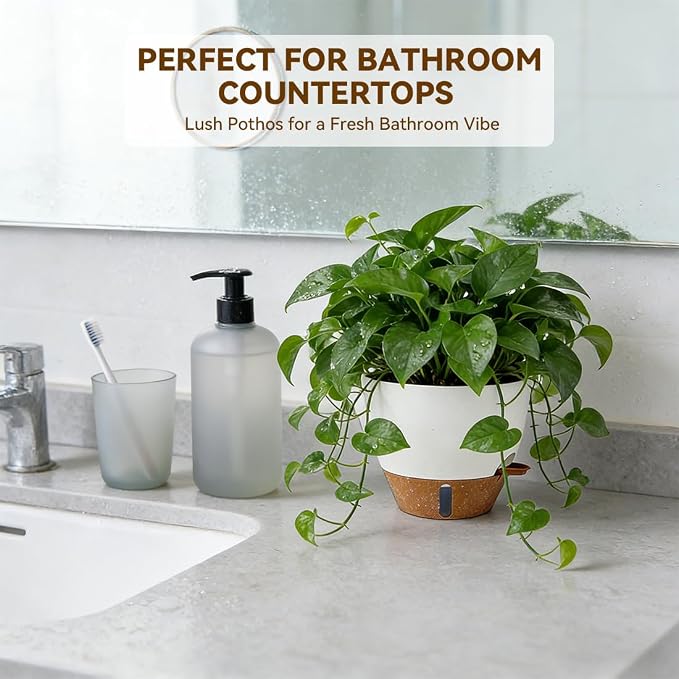 7/6.5/6/5.5/5 Inch Self Watering Pots, Plastic Flower Pots with Multi Mesh Drainage Holes and Deep Reservoir for Indoor Outdoor Garden Plants and Flowers (Green, 5/5.5/6/6.5/7)
