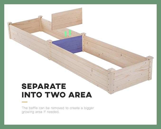 Raised Garden Bed Elevated Wood Planter Box Outdoor and Indoor Planter Box 96Lx24.5Wx10.5H Patio Garden Grow Bed for Vegetable Flower
