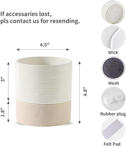 Nihow Ceramic Self Watering Plant Pot for Indoor Plants, 4.5 Inch,Set of 2 | Planter with Cotton Wick,Water Storage Plus, Cylinder Round Flower Pot, Succulent/Herbs/Violets