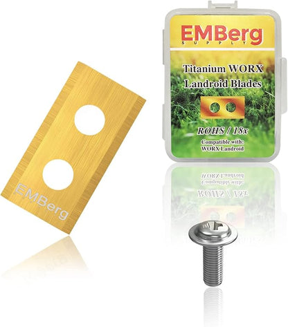 EMBerg Endurance Blades (18 Pack) for Worx Landroid Robotic Mowers (Titanium Coated Blade for Worx)