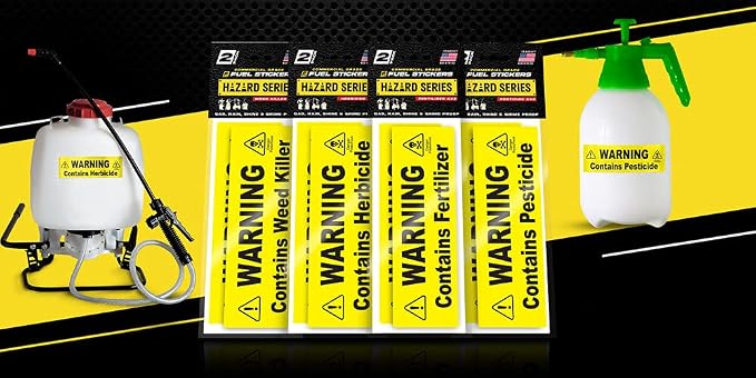 Pesticide Sticker - Insecticide Sticker Warning Signage for Pump and Garden Sprayers: Weather and Fade Resistant, Extreme Stick, Commercial Grade, Pesticide Labels - USA Made (2 Labels)
