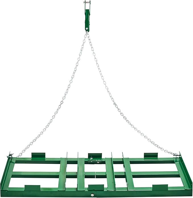 VEVOR Drag Harrow, 4 ft Heavy Duty Tow Behind Drag Harrow with Adjustable Bars & 72 in Chain, Driveway Grader Landscape Rake for ATV, UTV, Tractor, Mower Tow Behind Yard Lawn Leveling Tool