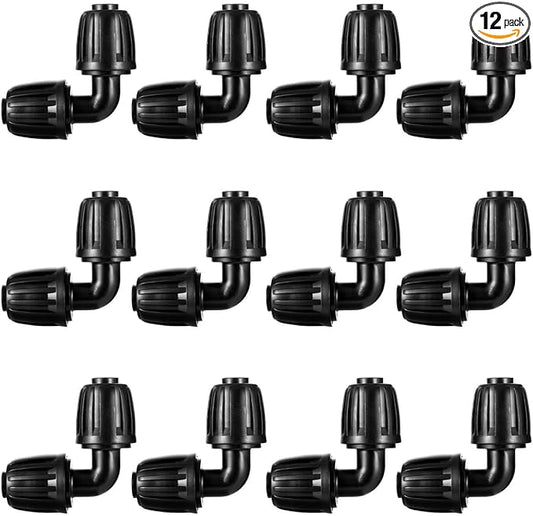 12pc 1/2“ Drip Irrigation Elbow Fittings,ANTI DROP Lock Barbed Elbow For (1/2" ID x0.6-0.63" OD) 90 Degree Elbow Connectors Drip Tubing Irrigation Fittings (12pc 1/2 inch Irrigation Elbow Fittings)
