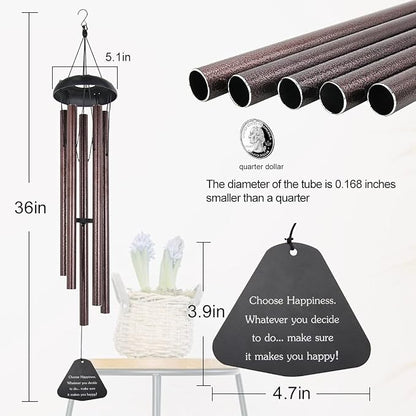 Astarin Sympathy Wind Chimes Outdoor Large Deep Tone,36" Handmade Large Wind Chimes Outdoor Tuned Relaxing Melody, Memorial Windchime Unique Outdoor Personalized for Garden Decor, Bronze (A Free Card)