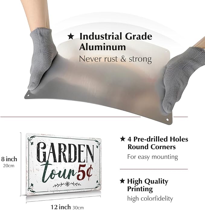 Funny Garden Decor Metal Sign - 12" x 8", Outside Signs, Gifts for Gardener, Plant Lover