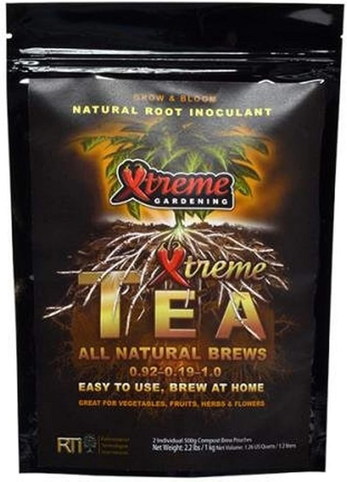 Xtreme Gardening Xtreme Tea Brews – Compost Tea Kit, 10-Pack 80g Pouches, Each Brews 5 Gallons, Bloom Booster & Yield Booster with Worm Castings & Microbe Food Pack, Works with Any Fertilizer Program