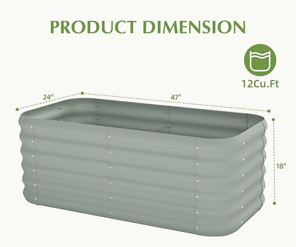 DDK Galvanized Raised Garden Bed, Outdoor Planter Bed, 4x2x1.5ft Metal Planter Box for Gardening and Planting,Light Green