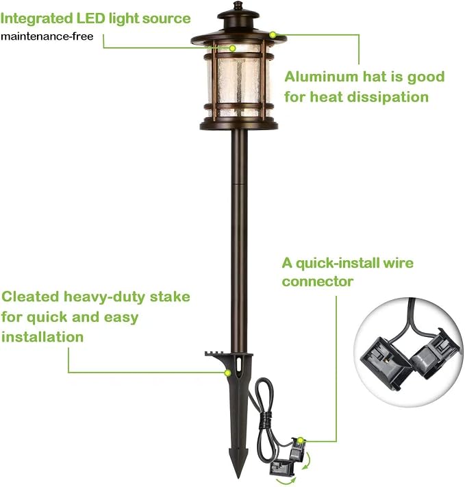 hykolity Low Voltage LED Landscape Kits, 12V-15V Pathway Flood Light Kits | 10W 390LM and 3.4W 155LM Wired for Outdoor Yard Lawn, Die-cast Aluminum, 50W and 30W Equivalent, 8 Pack