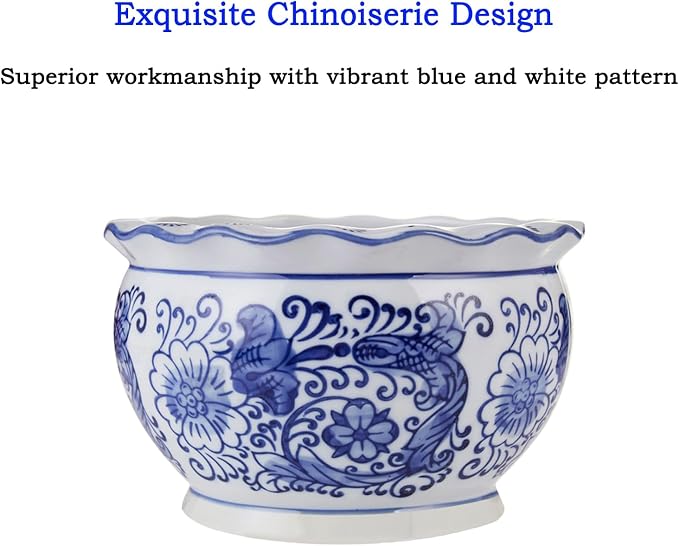HakkaGirl Blue and White Planters, Succulent Pots Ceramic Plant Pots Indoor with Drainage for Home Décor - Set of 3