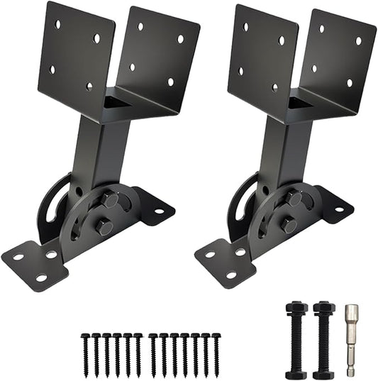 2 Pcs 4“x 4”Heavy Duty Roof Riser Brackets Kit | Adjustable Height Angle Pergola Brackets|Roof Riser Beam Bracket for Gazebos|Carports|and Patios