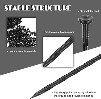 Plastic Landscape Anchoring Spikes 50 Pcs 8 Inch Nylon Spiral Landscape Spikes for Yard, Garden Lawn, Weed Barriers, Artificial Turf, Tent