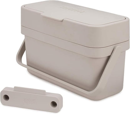 Joseph Joseph Compo 4 Easy-Fill Food Waste Caddy - 4 litres - Stone and Joseph Joseph Replacement Odour Filters, Pack of 2