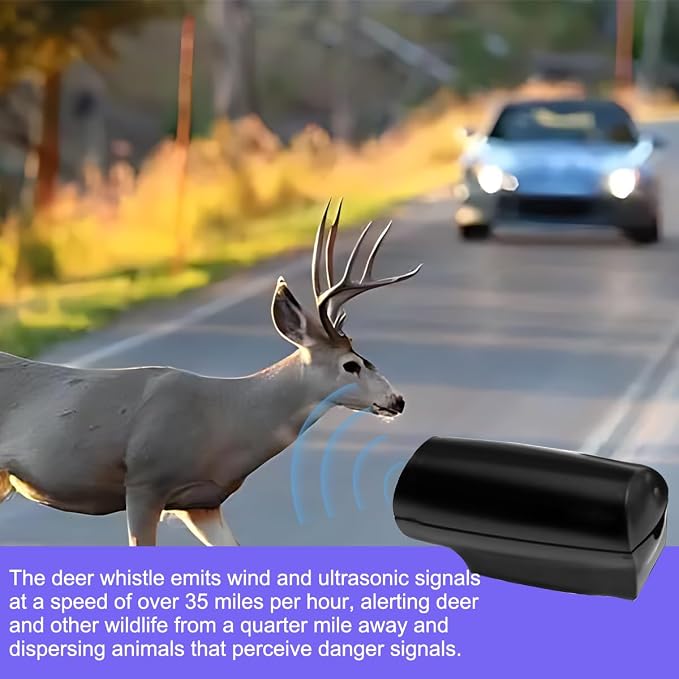 Car Deer Warning Whistles Device, 4PCS Waterproof Vehicle Horn Sensor Repellent with Adhesive Tapes, Automotive Exterior Animal Alert Accessories, Universal for SUVs Trucks Motorcycles