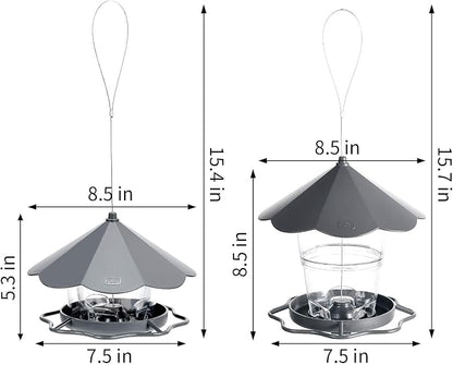 Bird Feeder Outdoor Hanging for Wild Bird Seed, Grey