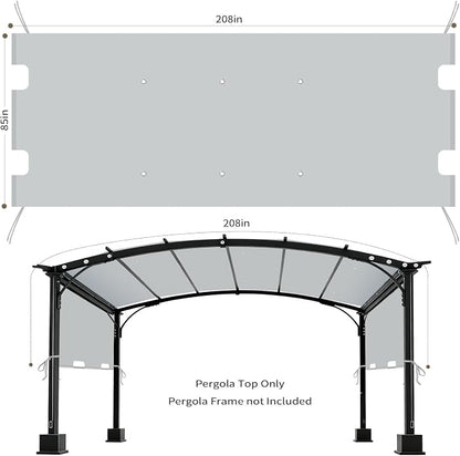 85"x 208" Universal Pergola Shade Cover, Garden Shade Replacement for 17x7.4 Ft Outdoor Pergola Structure, Patio Gazebo Canopy, Porch, Balcony Waterproof Top (Cover Only, Light Gray)