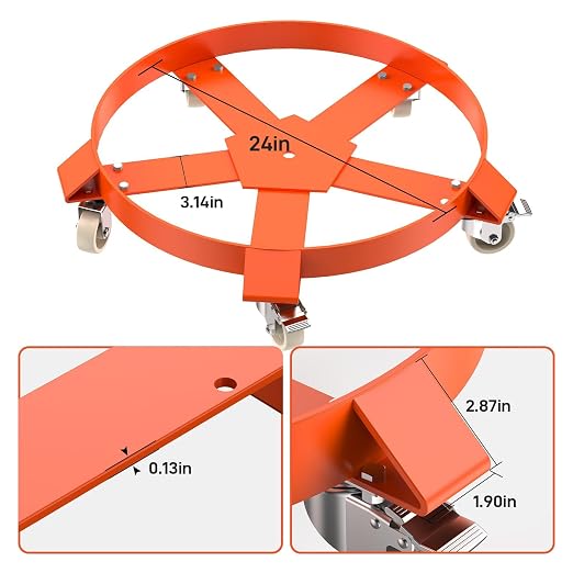 55 Gallon Drum Dolly, Heavy Duty 1250LBS Load Capacity Drum Cart, Non Tipping Hand Truck with 8 Swivel Casters Wheel for Warehouse Drum Handling, Carry Potted (2 Pack)