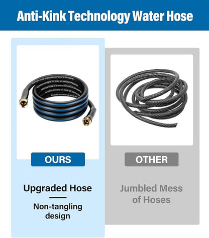 Short Garden Lead-In Hose 10ft X 5/8" Female to Female, 10 Feet Flexible Leader Water Hose With Swivel Handle, Heavy Duty Small Garden Water Hose for Outdoor Indoor