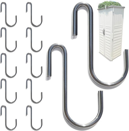 CYG&CL 12PCS Metal Shed Hooks for Hanging, Outdoor Storage Shed Accessories Interior, Utility Peg Board Tool Hangers, Heavy Duty J-Hook for Garden Garage Pegboard