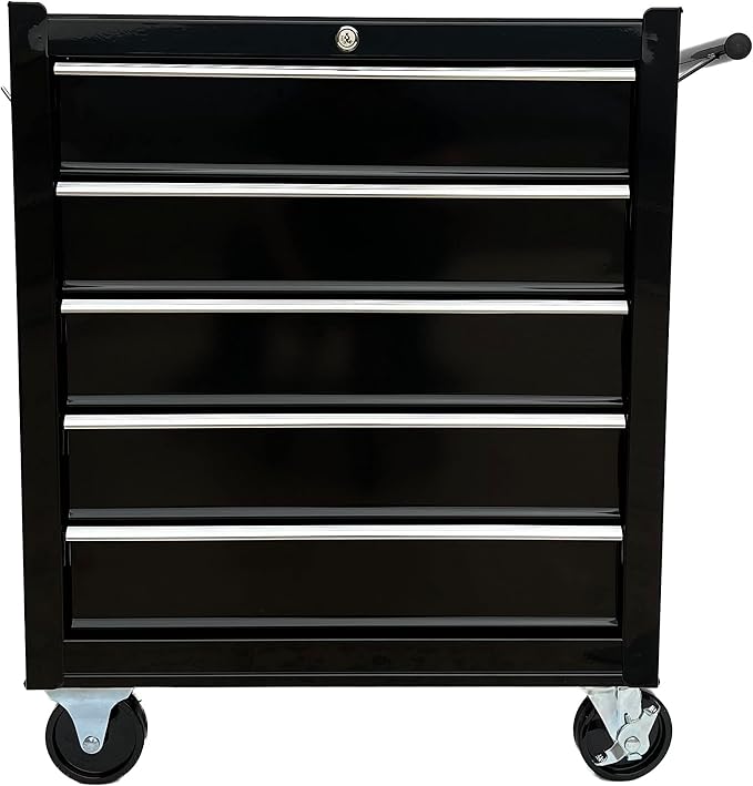 Workington Rolling Metal Tool Chest with 5 Drawers, 24" 5-Drawer Tool Chest Cabinet with Ball Bearing Drawer Slides, Steel Tool Storage Box Organizer 4101 Black