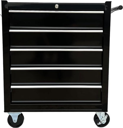 Workington Rolling Metal Tool Chest with 5 Drawers, 24" 5-Drawer Tool Chest Cabinet with Ball Bearing Drawer Slides, Steel Tool Storage Box Organizer 4101 Black