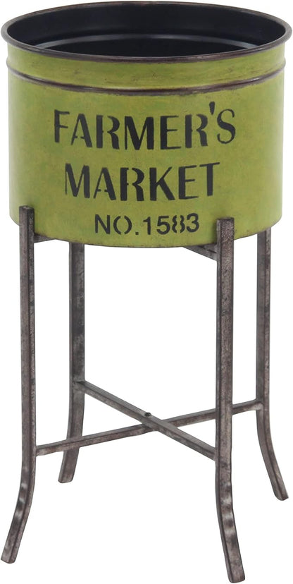 Deco 79 Metal Indoor Outdoor Planter Farmers Market Large Planter Pot, Set of 3 Planters 22", 25", 28"H, Multi Colored