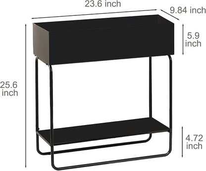 Mofesun Metal Raised Garden Bed, 23.6W x 9.8D x 25.6H inches, with Storage Shelf, Powder Coated Planter Box, Floor Standing, Indoor and Outdoor