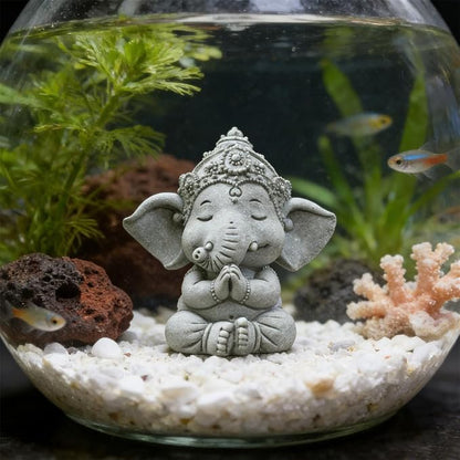 livelyfish Small Elephant Statue Sandstone Figurine Hindu Meditation Buddha Sculpture for Fish Tank Aquarium Decoration (B)