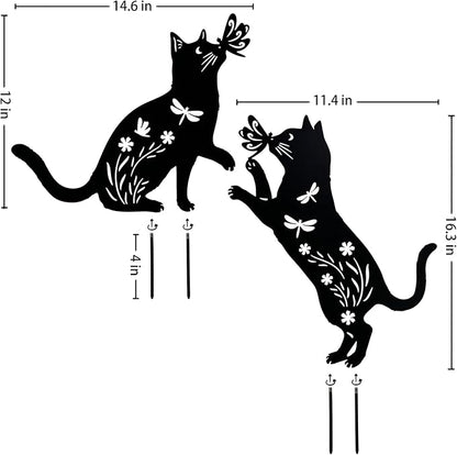 TIGGSY Cat Metal Decorative Garden Stakes Cat Gifts for Women/Men Unique Gifts Silhouette Statues for Yard Art, Outside, Patio, Outdoor Decor, Garden Decorations, Lawn Ornaments