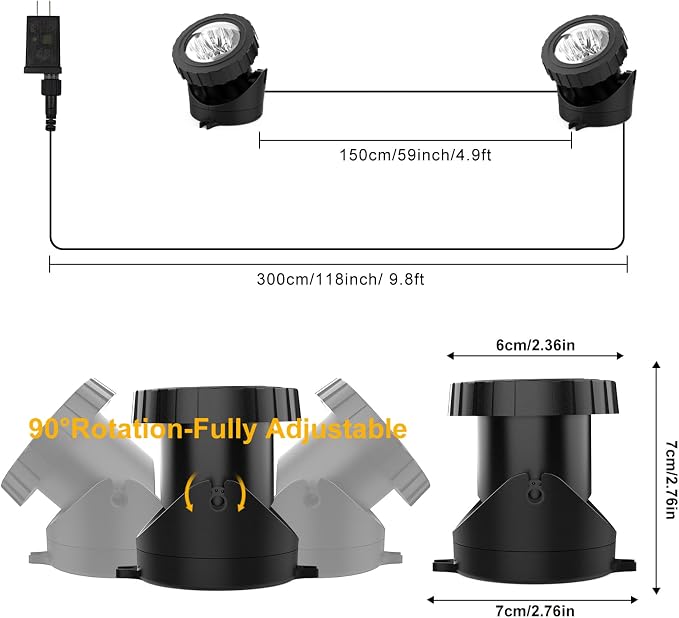 RGB Underwater Pond Lights, Super Bright LED Submersible Fountain Lights Colored Landscape Spotlights, Bluetooth APP Control IP68 Waterproof for Fish Aquarium Tank Garden Yard Pool (Set of 2)