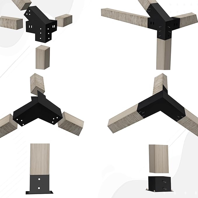 14 PCS 30° Slanted Pergola Kit for 4" x 4" Wood Pergolas, DIY Roof Pergola Brackets, for Gazebo, Pergolas, Gardens, Wood Stand Sheds, Metal Gazebo Kits - with Screws