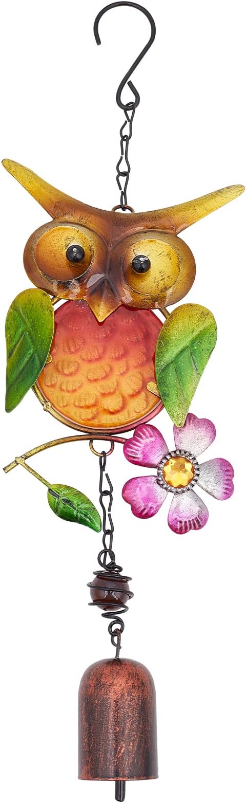 GORGECRAFT 13” Owl Wind Chimes for Outside Rustic Copper Animal Metal Wind Bell Memorial Gifts Garden Yard Decor Windchimes Owl Wind Catcher for Outdoor Decorations Home Yard Patio Mom Women Grandma