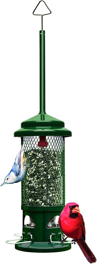 Squirrel Buster Standard Squirrel-proof Bird Feeder w/4 Metal Perches, 1.3-pound Seed Capacity, garden green | 1.3 Lb Capacity, 4 Metal Perches, Weight-Adjustable Closing, Chew-Proof, Uv-Resistant, Easy-Clean Design