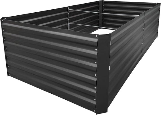 8x3x2FT Black Metal Raised Garden Bed Kit, Galvanized Outdoor Planter Box for Vegetables, Flowers, Herbs, Succulents and More