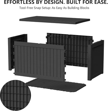 270 Gallon Resin Deck Box Waterproof Outdoor Storage Box for Patio Furniture Pool Accessories Indoor Storage for Cushion Garden Tools, Black