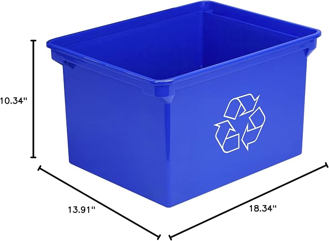 Storex 9 Gallon Recycle Bin, Blue, 1 Count (61549A01C)