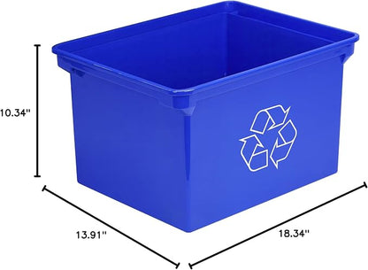 Storex 9 Gallon Recycle Bin, Blue, 1 Count (61549A01C)