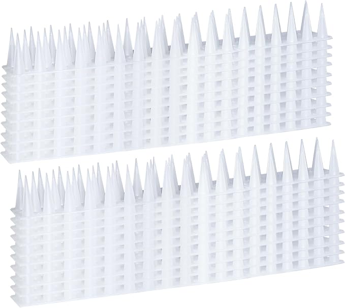 Bird Spikes, 22FT Outdoor Bird Deterrent Spikes Device for Birds Pigeon Woodpecker Squirrel Raccoon Cat, Plastic Bird Deterrent for Outside, Patio, Roof, Sill, Fascia (Clear, 20Pcs)