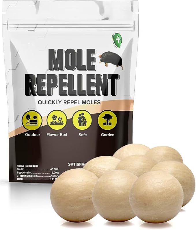 Mole Repellent for Lawns, Armadillo Repellent, Mole Deterrent for Yard, Groundhog Repellent Outdoor, Vole Repellent Outdoor, Gopher Repellent, Gentle on People, Pets & Plants, 8 Packs