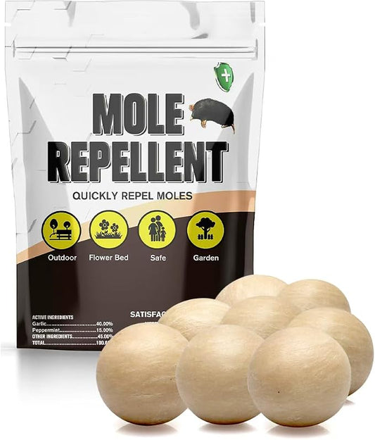 Mole Repellent for Lawns, Armadillo Repellent, Mole Deterrent for Yard, Groundhog Repellent Outdoor, Vole Repellent Outdoor, Gopher Repellent, Gentle on People, Pets & Plants, 8 Packs