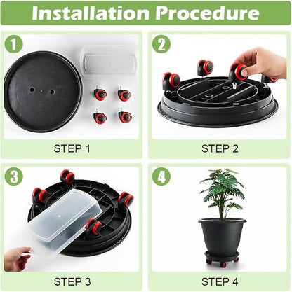 RooTrimmer 3 Pack 16 Inch Large Plant Pots with Rolling Saucers & Drainage Holes,Heavy Duty Plastic Planters for Indoor Outdoor Plants,Large Flower Pots with Wheels for Tall Plants(Black)
